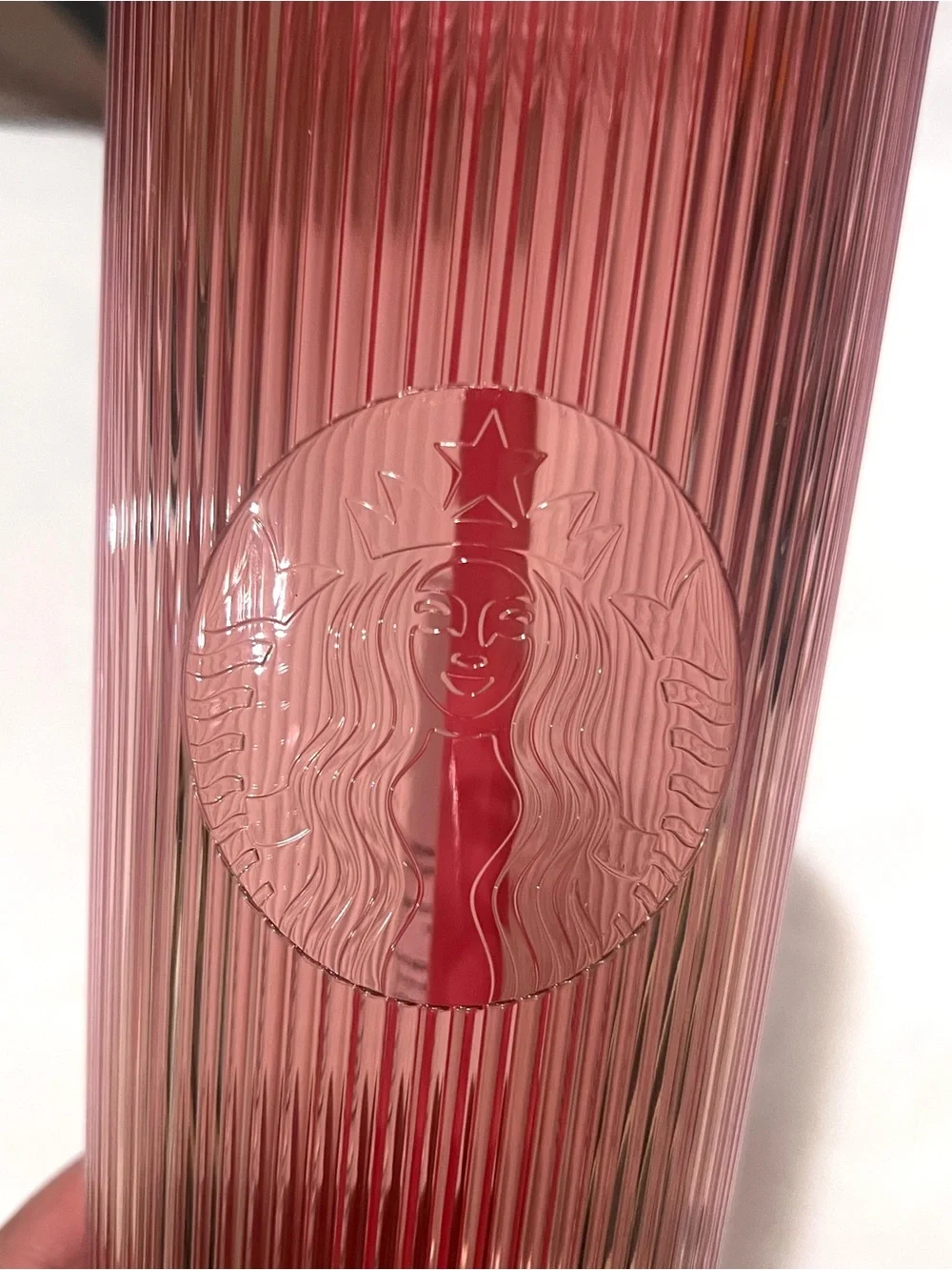 Starbucks Pink Tumbler Cold Cup with Strawberry Topper & Reusable Straw 24oz